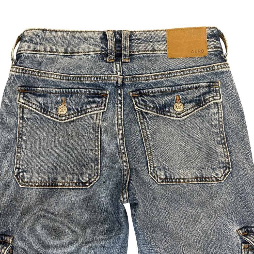 Aeropostale Women's Denim Y2K Mid Rise Flare Cargo Jeans Size OR - Picture 3 of 10